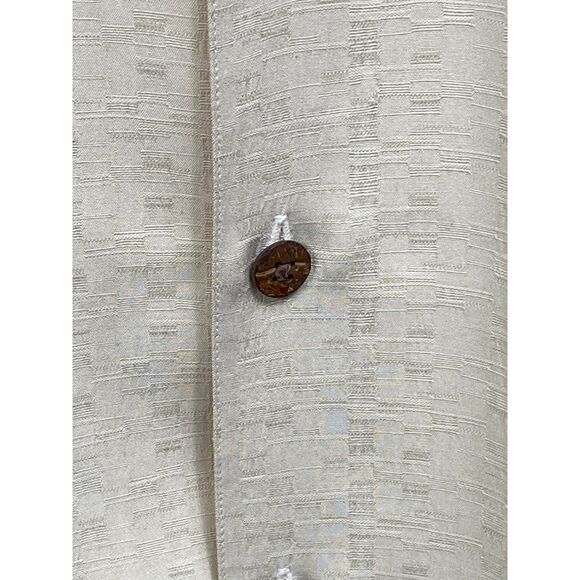 Tommy Bahama Men's Cream Textured Silk Button Down Shirt Casual Resort Wear Sz L - Picture 4 of 7